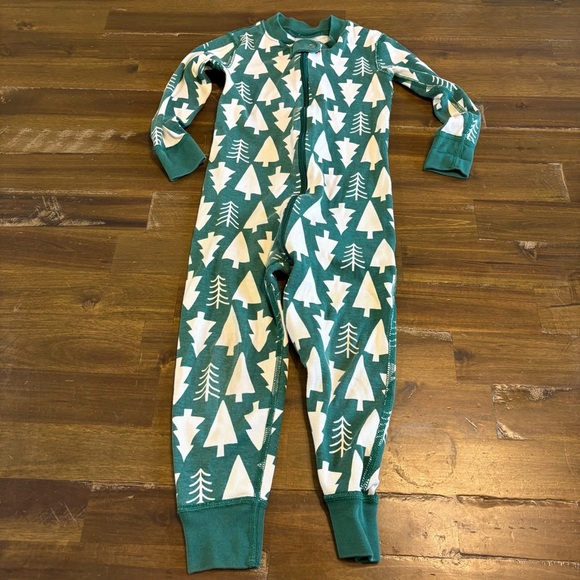 Hanna Andersson Pine Trees One Piece Zip Up Pajama Onesie Long Sleeve Boy Girl - Picture 1 of 5